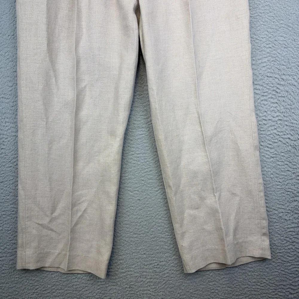 Orvis Pants Mens 36x28 Beige 100% Linen Pleated Dress Trousers Classic Fit